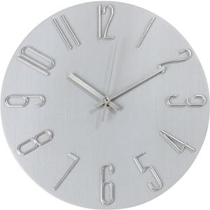 bakbrand Wall Clock 12 Inch Silent Non-Ticking Imitation Wood Indoor Clock Round Black Decor Clock Modern 3D Figures Quartz Wall Clocks for Home, Hotel, Office, School, Bedroom, Living Room, Kitchen