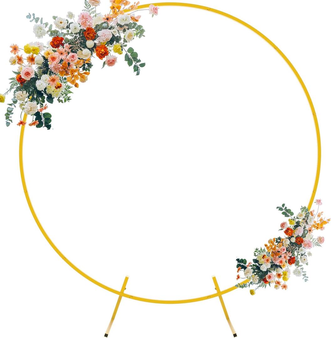 Fomcet 5FT Wedding Arch Gold Metal Round Backdrop Stand Circle Balloon Arch Frame Wedding Arches for Ceremony Birthday Party Baby Shower Anniversary Graduation Decoration