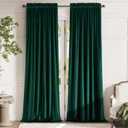 jinchan Emerald Green Velvet Curtain for Living Room Darkening Bedroom Curtains 96 Inch Long Thermal Insulated Blackout Curtain Single Panel, Soft Luxury Vintage Window Covering Rod Pocket 1 Panel