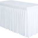 Surmente White Table Skirt for Rectangle Tables-14ft Black Skirting for Teacher Desks, Weddings, Banquets, or Parties