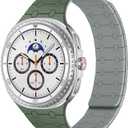 Amizee No Gap Band Compatible with Samsung Galaxy Watch 8 Band 40mm 44mm/Watch 8 Classic 46mm, Magnetic Silicone Strap for Women Men, GR/Mid-Gray