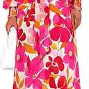 PRETTYGARDEN Women's 2026 Spring Wedding Guest Dresses Floral Long Sleeve V Neck Belted Long Flowy Boho Maxi Dress, M