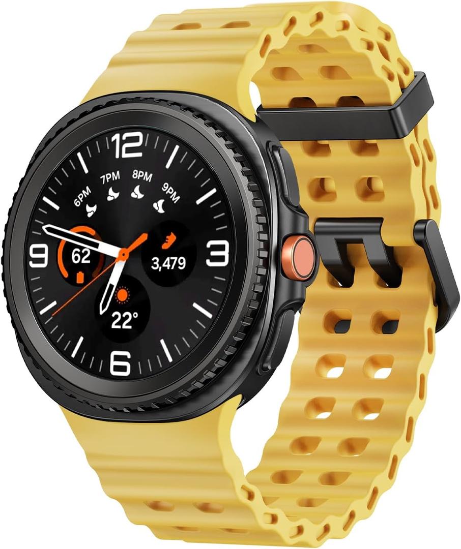 Marine Silicone Sport Band Compatible with Samsung Galaxy Watch 8 Classic 46mm Men Women, Soft Silicone Sport Breathable Band for Galaxy Watch 8 Strap 44mm 40mm