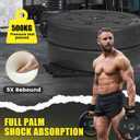 Ventilated Weight Lifting Gloves, Thick Padded Workout Gym Gloves with Full Palm Protection & Grip & Shock Absorption for Women & Men's Fitness Exercise Training (Medium, Black)