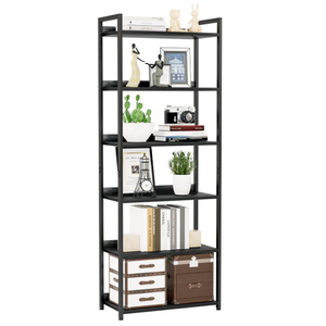 NUMENN Bookshelf, 6 Tier Bookshelves, Home Office Bookcase Shelf Storage Organizer, Free Standing Storage Shelving Unit for Bedroom, Living Room and Home Office, Black