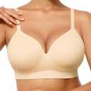 FeelinGirl Wireless Supportive Bra for Women, Seamless Comfort Bralettes No Underwire Full Coverage Everyday Bras, M
