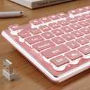 SEUNKWANG EWEADN X7S Wireless Keyboard with White Backlit, Metal Panel, 2.4G Rechargeable Computer Keyboard Silent Light up Full Size Cute Keyboards for Win & MAC - Pink