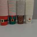 100 Pcs 9 oz Christmas Paper Cups,Xmas Disposable Coffee Cups,Nowflake Santa Snowman Elk Drinking Coffee Hot ColdTea Paper for Daily Use Holiday, Winter Party
