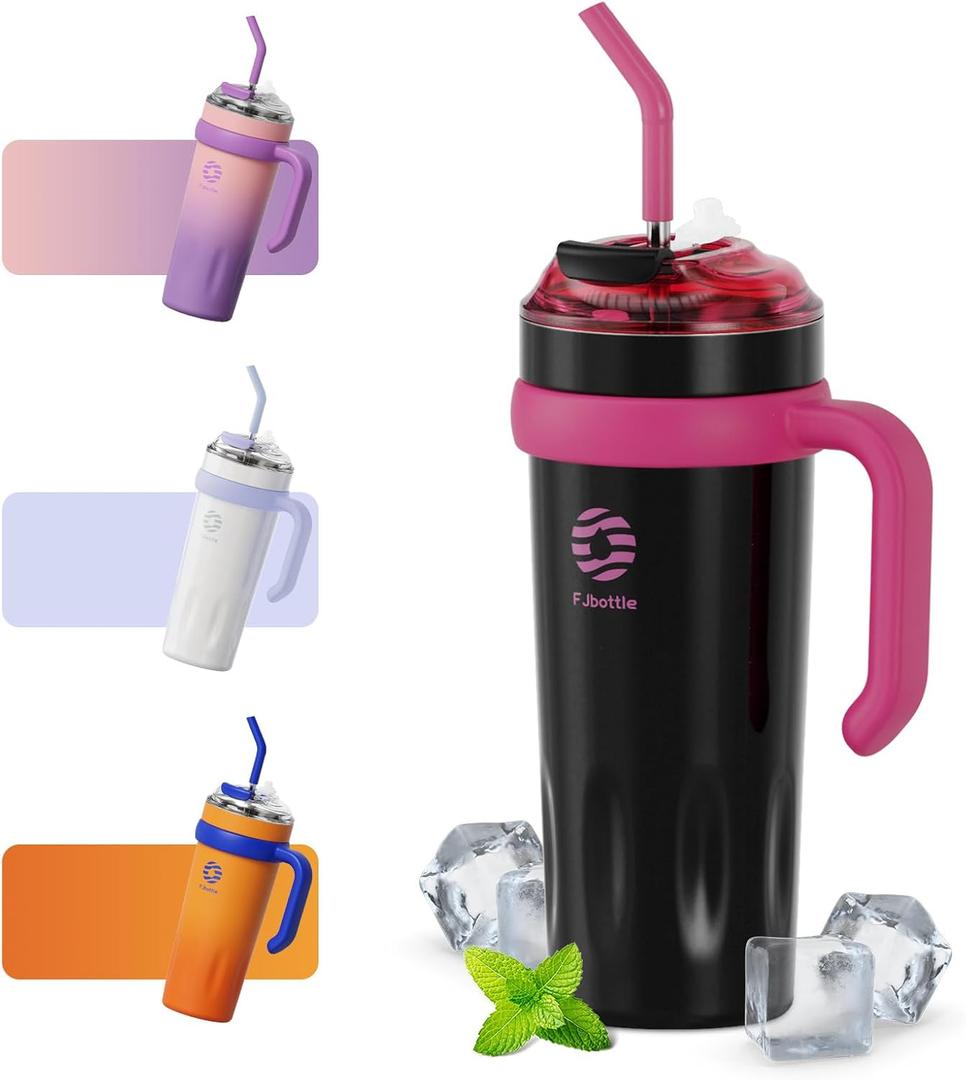 40 oz Tumbler with Handle and Straw Lid, Stainless Steel Vacuum Insulated Tumbler for Home, Office, GYM or School, Keep Cold & Hot Leakproof Travel Sports Water Bottle