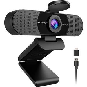EMEET C960 1080P Webcam with Microphone, 2 Mics, 90 FOV, USB Type-A & A-to-C Adapter, Fixed Focus, Plug&Play Computer Camera for Zoom/Teams/Facetime/YouTube/Google Meet/Switch 2 Camera, 2025 Version