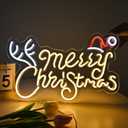 Britrio Merry Christmas Neon Sign Christmas Party LED Neon Light Wall Decoration for Bedroom Holiday Business Store Window Home Decor Hanging Ornament Xmas Gift Indoor 5V USB 15.75 Warm White