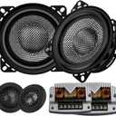 4 Inch Component Speakers Car Audio System with Carbon Fiber Cones - 300W Max Power, 4 Ohm Impedance - Includes Mid Bass Speakers, Silk Dome Tweeters & Crossovers for Professional Stereo Sound