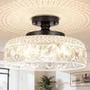 SunRider Semi Flush Mount Ceiling Light Fixture, Modern 3-Light Globe Glass Ceiling Light, Black Vintage Pendant Lamp for Kitchen Hallway Entryway, Bulbs Not Included