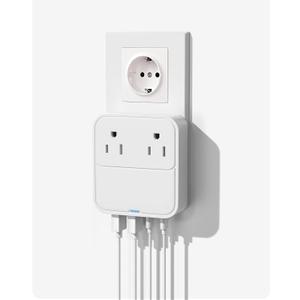 European Travel Plug Adapter, 2500W AC Outlet Extender with 20W Type C Charger,Power Adapter for Italy Spain France Germany(20WPD)