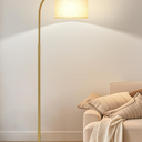 Gold Floor Lamp for Living Room,65'' Modern Standing Lamps with LED Bulb,Elegant Floor Light with Fabric Shade,Tall Lamp for Bedroom Office Study Room Corner Dining Room（Remote not Include）
