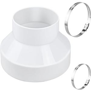 Enenes Duct Reducer, PVC Duct Adapter, 6 to 4 Inch PVC Reducer Duct Increaser for Grow Tent HVAC Ventilation System With 2PCS Hose Clamps (6 Inch to 4 Inch)