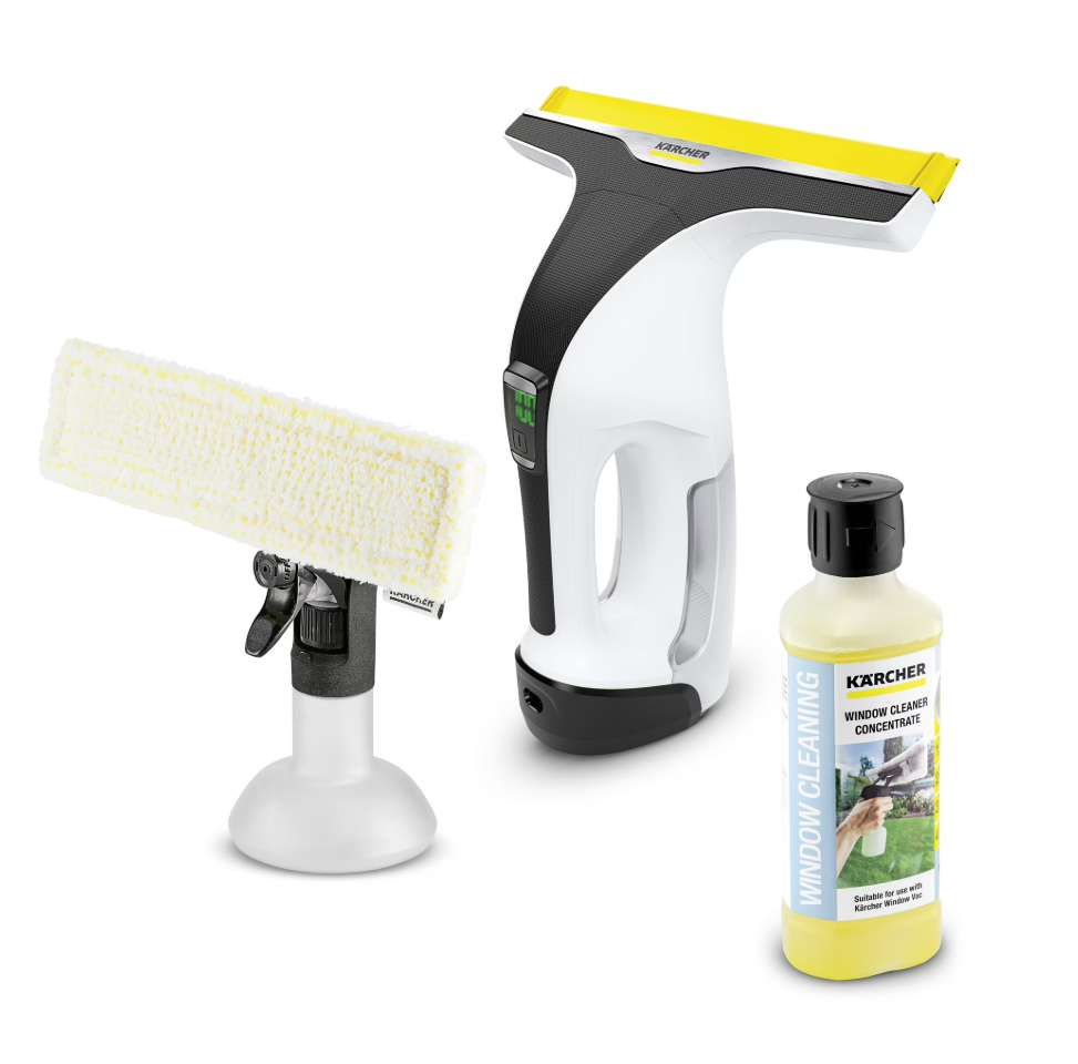 Karcher WV 6 Plus, Cordless Window Vacuum Cleaner, Glass, Mirror, Window, Car and Shower Squeegee - with Microfiber Pad and Spray Bottle