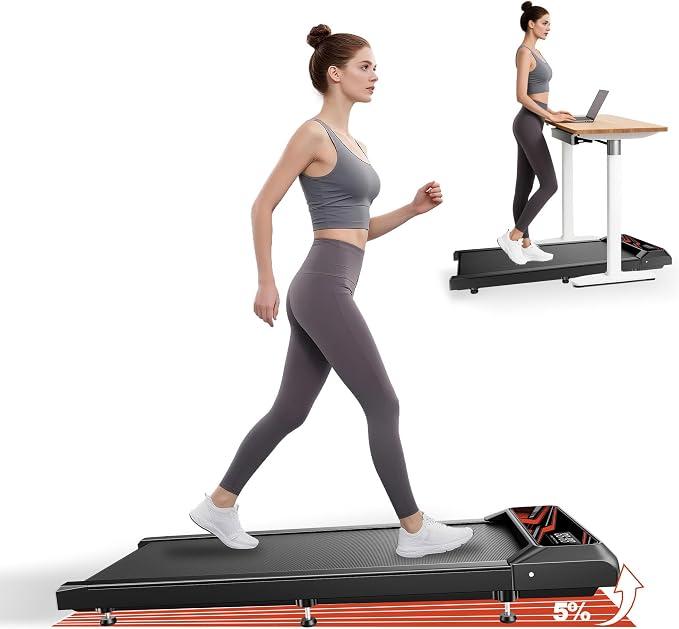 Walking Treadmill Pad with Incline, Portable Under Desk Treadmill for Home Office, 2.5 HP Quiet Compact Walking Machine with Remote & LED Display,Speed/Time/Distance/Calories