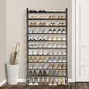 STORAGE MANIAC 10-Tier Expandable Shoe Rack, 44 Pairs Tall Vertical Shoe Rack, Heavy-Duty Metal Adjustable Shoes Organizer for Closet, Entryway, Hallway, Garage, Front Door, Shoes Shelves, Black
