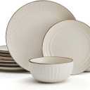 Pfaltzgraff Janelle 12 Piece Dinnerware Set, Service for 4, Cream