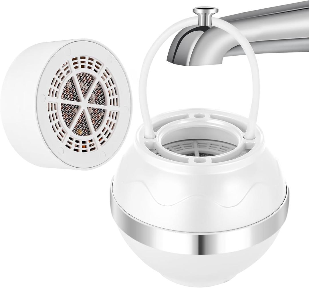 Bath Filter for Tub 2,500 Gallons of Filtration 9 Stages Purify Bathwater for Tub Faucet Bathtub Water Purifier Remove Chlorineand Fluoride,HardWater Softener,BPA Free,For Healthier Skin and Hair (Pearl White)