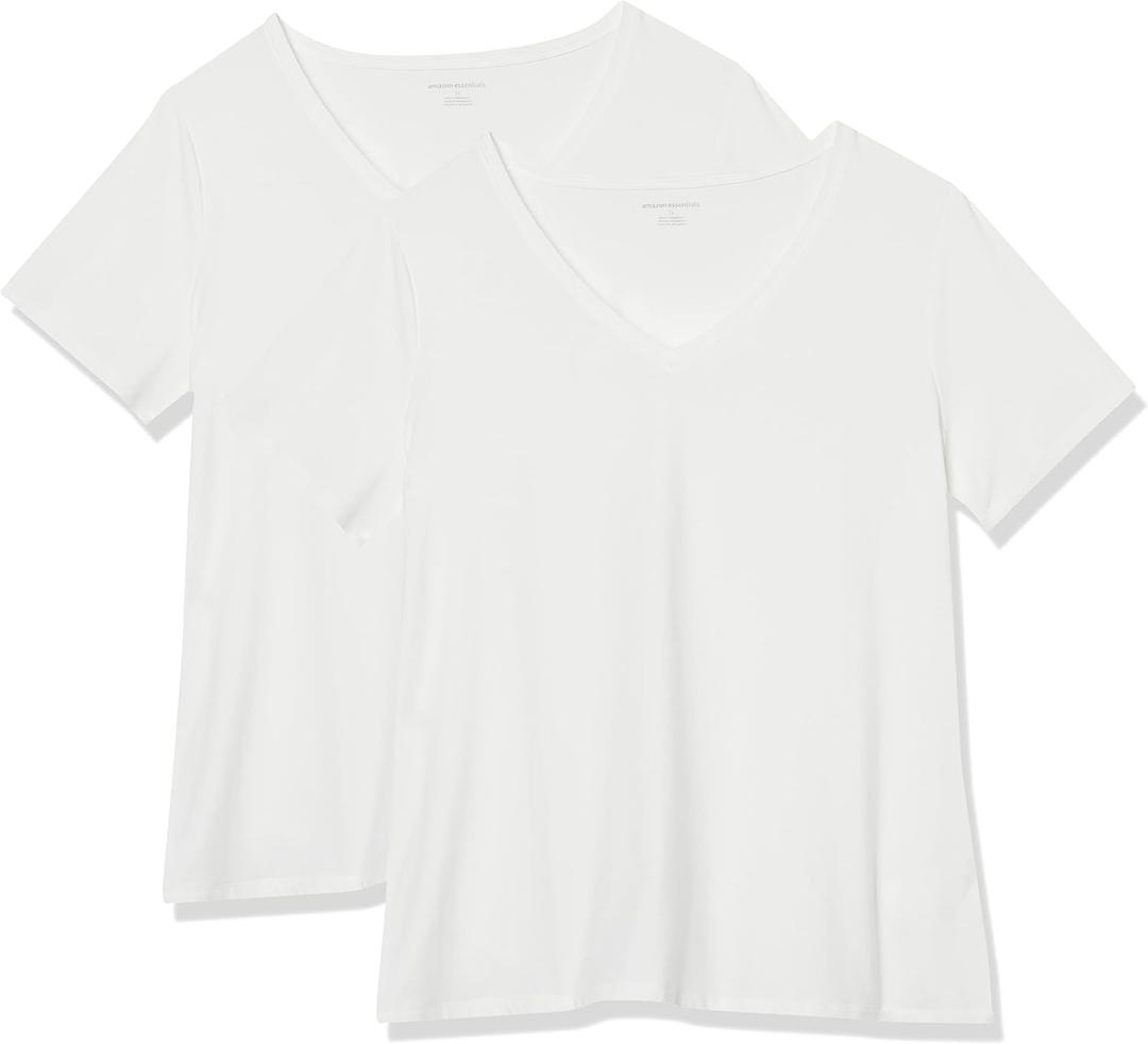Amazon Essentials Women's Plus Size Short-Sleeve V-Neck T-Shirt, Multipacks (5X)