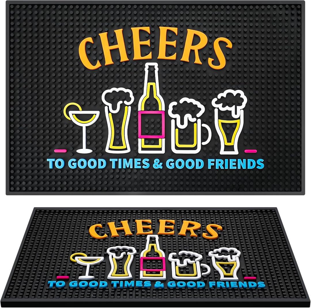 Preboun Bar Mat 12 x 18 Inch with Fluorescent Pattern Thick Rubber Non Slip Spill Mats Countertop Entertaining Vibrant Bar Mat for Coffee Station Kitchen Restaurant