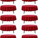 10-Pack Red Round Tablecloths, 90 Inches, Stain-Resistant Polyester for 4-5 Ft Round Tables - Washable Table Covers for Weddings, Banquets, Birthday Parties, Events