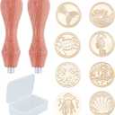 CRASPIRE 10Pcs/Box Ocean Sea Animal Wax Seal Stamp Kit Whale Seahorse Turtle Shell 25mm Brass Sealing Stamps Removable Heads 2Pcs Wood Handles for DIY Scrapbooking Invitation Gift WrapWine Envelopes