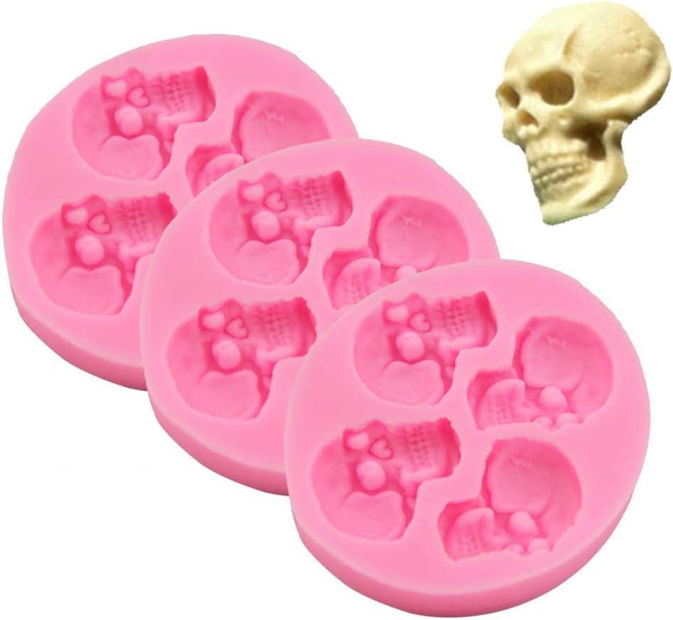 2 x Chocolate Candy Molds, Halloween Skulls Silicone, Fondant Mold for Cake Decoration Wedding Party Supplies Set of 3