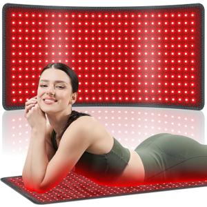 Red Light Therapy Pad for Body 406 LEDs 660nm & 850nm, 60W Foldable Near Infrared Light Mat with 5 Level Heating Mode, Smart Temp & Timer, Back, Waist, Shoulder Muscle & Pain Relief