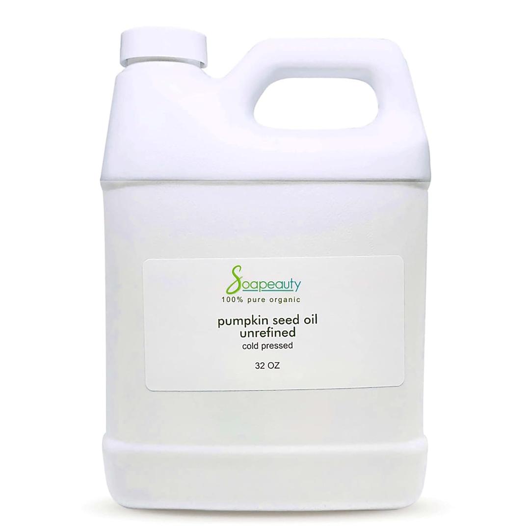 Soapeauty RAW Pumpkin Seed Virgin Oil for Skin & Hair Growth 100% Pure, Cold Pressed and Unrefined Oil Remedy for Men and Women - Omega 3 and Omega 6 Vitamins (32 Oz)
