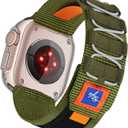 Soft Nylon Loop Elastic Band Compatible with Apple Watch Ultra 2 / 49mm 46mm 45mm 44mm 42mm(Series 3 2 1) for Women Men, Adjustable Sport Strap for iWatch Series 10 9 8 7 6 5 4 3 2 1.(Green)