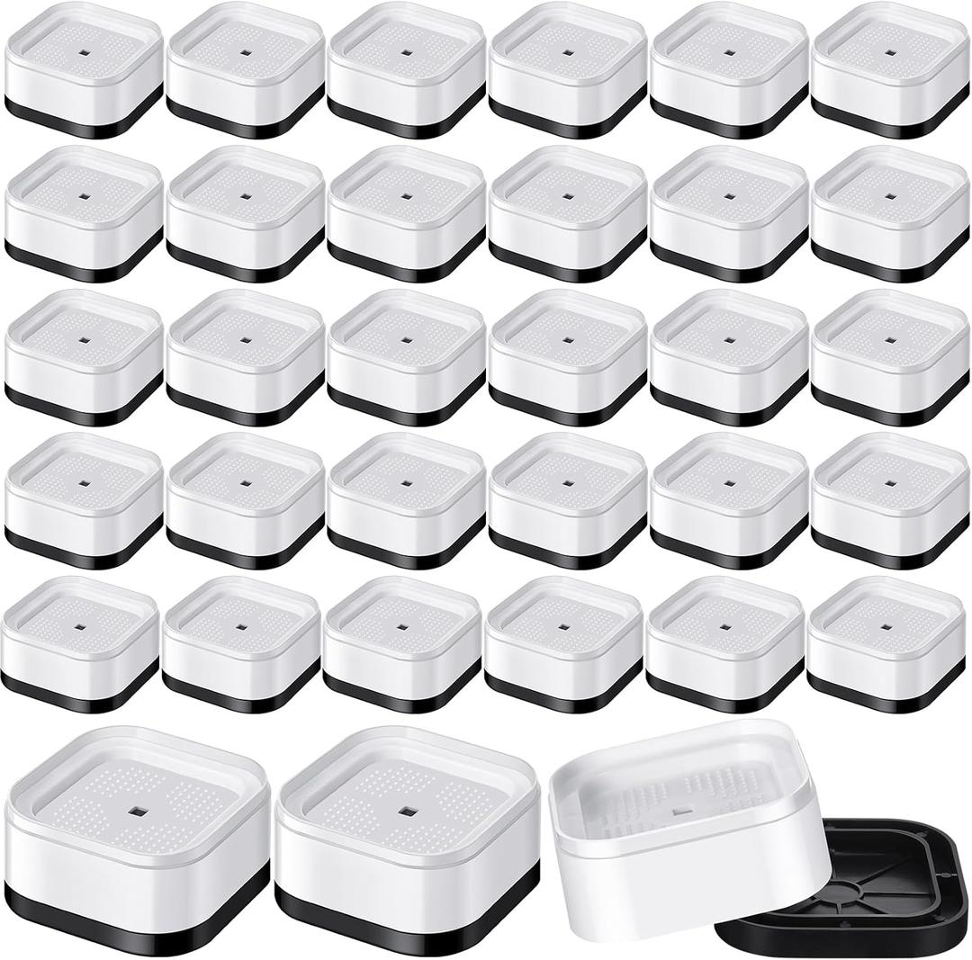 Ecally Furniture Risers Adjustable Bed Risers Desk Leg Risers 1.38" Stackable Heavy Duty Bed Lifts Risers Square Bed Raising Blocks for Mattress Table Leg Desk Chair Couch Sofa Dorm (White,32 Pack)