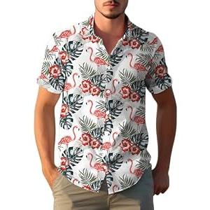 Yoimira Floral Hawaiian Shirt for Men Vintage Vacation Button Down Short Sleeve Mens Beach Shirts for Casual (XXL)