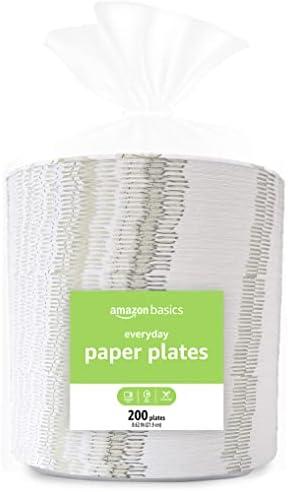Amazon Basics Everyday Paper Plates, 8.62 Inch, Disposable, 200 Count 4 pack