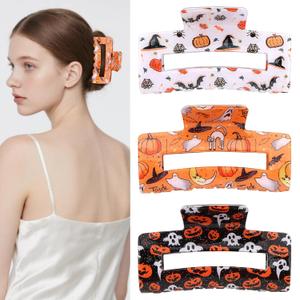 3PCS Halloween Hair Clips Ghost Spider Web Pumpkin Witch Claws Fall Large Claw Clips for Thick Thin Hair Cute Halloween Hair Accessories for Women Girls Party Favors Pinzas Para El Cabello