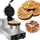 Commercial Waffle Maker, Professional Belgian Waffle Maker Round Waffle Iron Non-Stick 180 rotary Waffle Iron Machine With Temp and Time Control, for Restaurant Bakeries Kitchen Home 110V 1300W