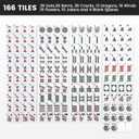 American Mahjong Tile Set, 166 White Tiles Mahjong Set, 4 Colors Mahjong Racks, Travel Mahjong Set with Black Carrying Bag