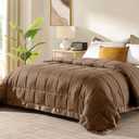 downluxe Queen Size Blanket with Satin Trim, Lightweight Down Alternative Blankets Queen Size for All Season, Machine Washable (Brown, 90x90 Inch)