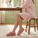 EverFoams Women’s Soft Curly Full Slippers Memory Foam Lightweight House Shoes Cozy Loafer with Polar Fleece Lining Pink, 11-12 US