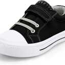 K KomForme Kids Sneakers for Boys and Girls，with Hook and Loops, Baby Canvas Shoes Black, 10 Toddler