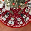 XCHI Red Let it Snow Snowman Rattan Winter Christmas Skirt Christmas Party Decorations for Home Xmas Holiday Winter Indoor Decro 48 Inch