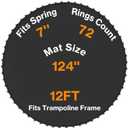 Aoodor Trampoline Replacement Mat, Jumping Mat Fits 8/10/12/14/15 ft Frame, Universal Jumping Round Trampoline Mat with 48/60/72/96/108 V-Rings, Only Fit 5.5"/7" Spring Length