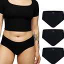 LEAKPROOF2.0 Seamless Mid Waist Brief Period Underwear for Women and Teens | Period Panties Holds 6 Tampons | Leak Proof Incontinence Underwear (L/XL, Black)