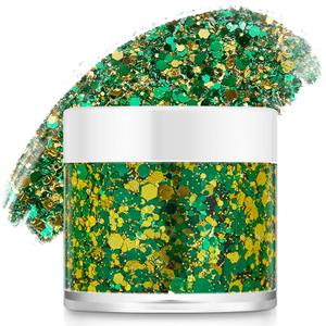 St. Patrick's Day Face Body Hair Glitter, Green Gold Body Glitter Makeup, St Patrick's Day Outfit for Women, Self-Adhesive Carnival Face Paint Body Glitter Sparkling Festival Chunky Makeup