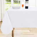 homing Rectangle Vinyl Tablecloth, Waterproof Spillproof Table Cloth with Flannel Backing, Wipe Clean Table Cover for Dining, Buffet Parties and Camping (White, 60" x 84")