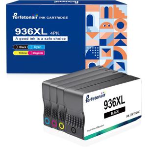 936XL Ink Cartridges Replacement for HP 936e 936XL Ink Cartridges Combo Pack Compatible with HP OfficeJet Pro 9110b 9120b 9130b OfficeJet Pro Wide Format 9720 9730 Printer (Black Cyan Magenta Yellow)