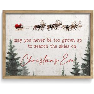 LITIVY Framed Christmas Wall Art 12x16.5 Farmhouse Wall Decor May You Never Be Too Grown Up To Search The Skies On Christmas Eve Christmas Decorations Home Decor (Brown, 12 * 16.5 in)
