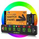 Auxbeam 6 Gang Slim Switch Panel RGB AS-R60 Toggle Momentary Pulsed Dimmable Backlight Multifunction Switch Panel with Memory Function for 12-24V Truck Offroad Car Marine Waterproof